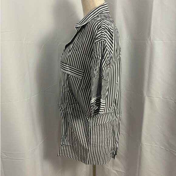 NWT Ettitude Sateen Short Sleeve PJ Shirt - Slate Stripes - Picture 3 of 6